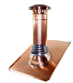German Copper Vent Pipe Flashing for Roofs, Copper Base for 3, 4 or 5 inch pipes