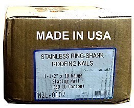Bulk Stainless Ring-Shank Roof Nails25 Lbs. #304 Stainless Ring Shank Roof Nails