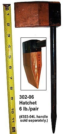 #302-06 3-pound soldering coppers, hatchet style.