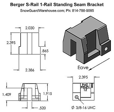 Berger S-Rail 1-Rail Standing Seam Brackets