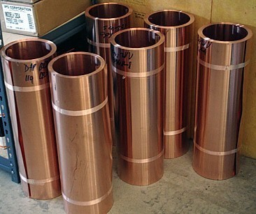 Sixteen ounce copper flashing rolls sold at the Slate Roof Warehouse.