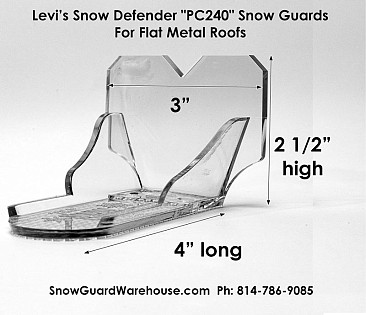Polycarbonate Snow Defender PC240 Snow Guard for Flat Metal Roof Surfaces