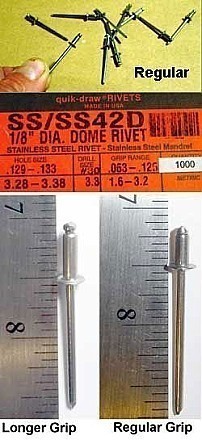Regular Grip or Longer Grip Length, Copper/Brass or Stainless Steel Rivets