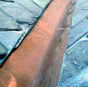 Creased copper valleys for slate roofs sold at the Slate Roof Warehouse.